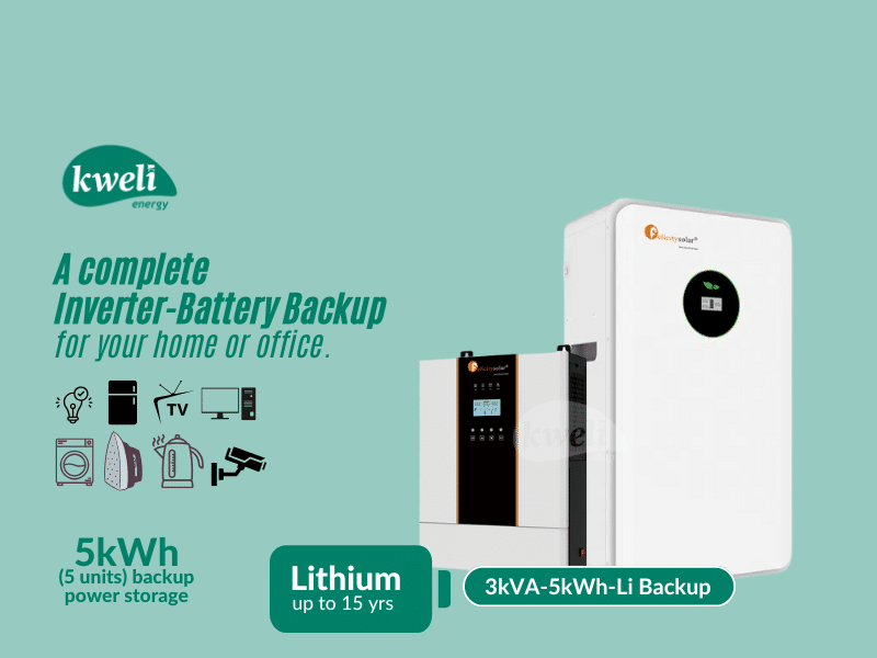 Buy new Kweli Energy 3kVA-5kWh24V Lithium Hybrid Power Backup System; Durable Inverter-Battery Backup, Charge with Umeme/UEDCL or Generator, Store upto 5 Units of Power in Uganda - - Free Delivery > L