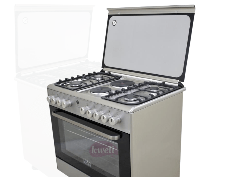 Buy new IQRA 90cm Cooker FC9221-SS; 4 Gas + 2 Electric, Electric Oven, Turbo Fan, Cast Iron Pan Support in Uganda - - Free Delivery > Long warranty > Lifetime After-sales Support