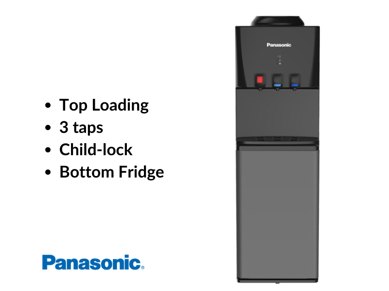 Buy new Panasonic Water Dispenser, Top Loading SDMWD3320; 3-Taps with Child Lock, Black/Silver in Uganda - - Free Delivery > Long warranty > Lifetime After-sales Support