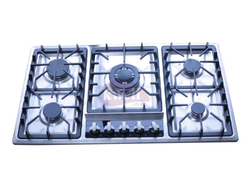 Buy new IQRA Built-in Gas Hob IQ-KH5207 - 90cm, 5 Gas Burners, Auto Ignition Cast Iron Pan Support in Uganda - - Free Delivery > Long warranty > Lifetime After-sales Support