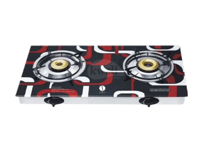 Buy new IQRA 2-Burner Gas Stove IQ-GS2BG; Glass Top, Brass Burners, Auto Ignition with Piezo, Enamel Pan Support in Uganda - - Free Delivery > Long warranty > Lifetime After-sales Support