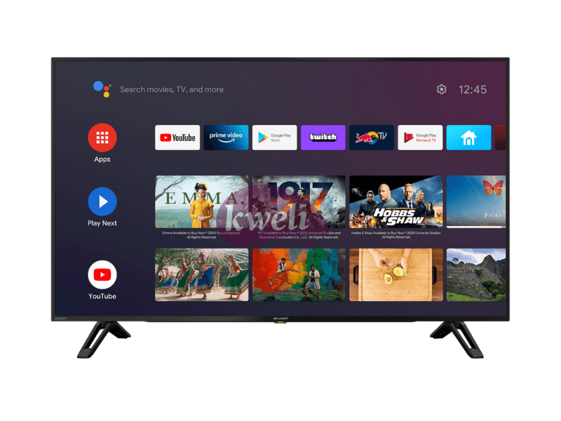 Buy new Sharp 50 inch 4K UHD Android TV 4TC50BK1X; Smart TV with Bluetooth, WIFI, Chromecast, Free-to-Air Receiver, 124watts in Uganda - - Free Delivery > Long warranty > Lifetime After-sales Support