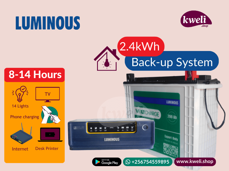 Buy new Luminous 2.4kWh 850watt Home Power Back-up System; Run TV, 14 Lights, Laptops, Internet Router for up to 14 hours in Uganda - - Free Delivery > Long warranty > Lifetime After-sales Support