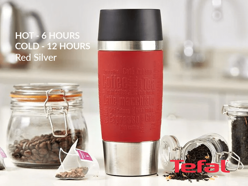 Buy new TEFAL Thermal Travel Mug 0.36 L, Red Silver - K3084114 in Uganda - - Free Delivery > Long warranty > Lifetime After-sales Support