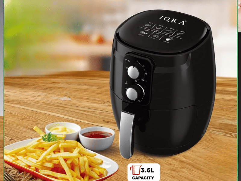 Buy new IQRA 3.6L Air Fryer IQ-AF45M – Black; 1350W Power, Up to 200°C Temperature, 30-Minute Timer, SS304 Heating Element, Overheating Protection in Uganda - - Free Delivery > Long warranty > Lifetim