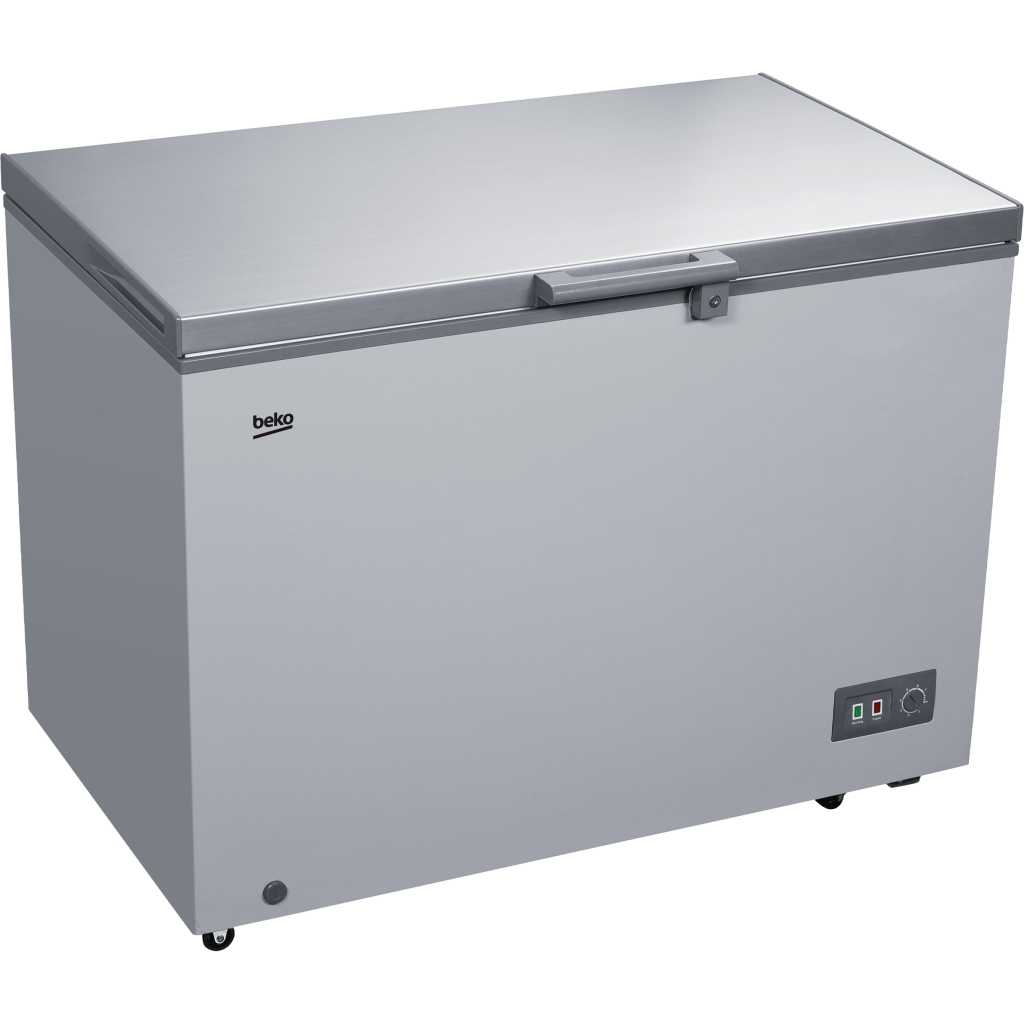 Beko 316L Chest Freezer, Single Door  w/ Sliding Glass, Light, Inside Condenser, Lock, BCF3316S UK KE - Silver