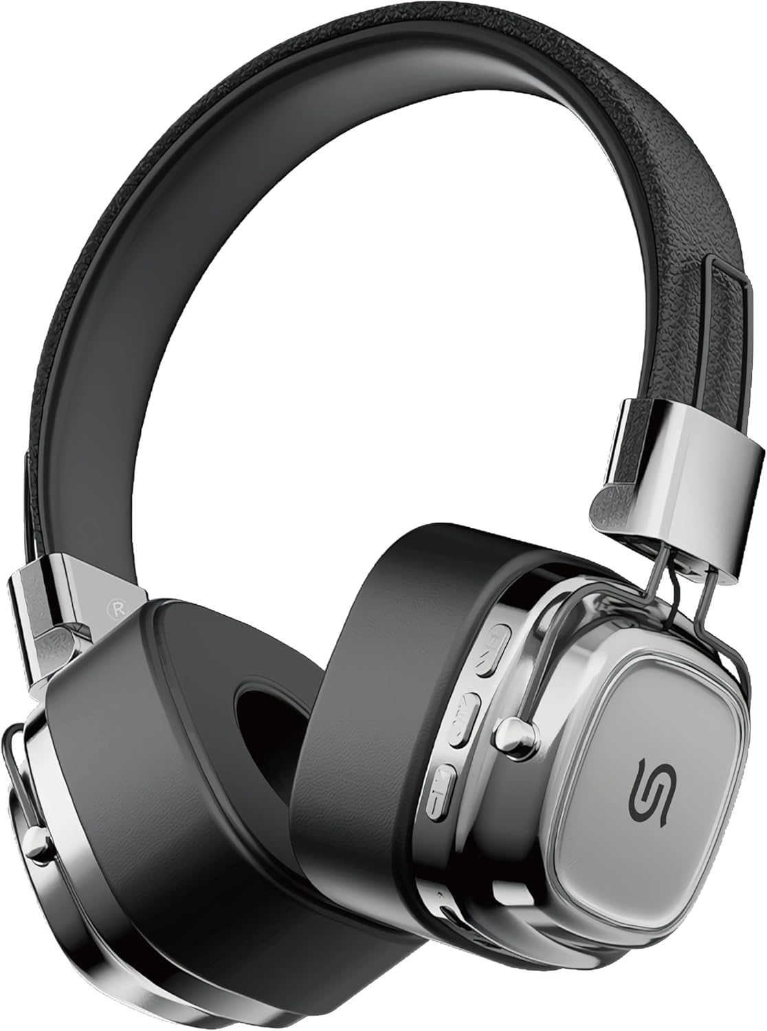 Porodo Soundtec Vintage Wireless ENC Headphone 350mAh, BT V5.3 EDR, 13H Playtime, 200H Standby Time, Micro SD Slot, Skin-Friendly & Lightweight, for Gym, Running, Work (Black/Silver)