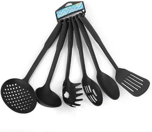 6-Piece Plastic Kitchen Cooking Utensils (Black)