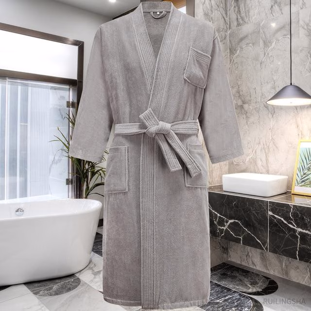 Egyptian Cotton Bath Robe - Grey