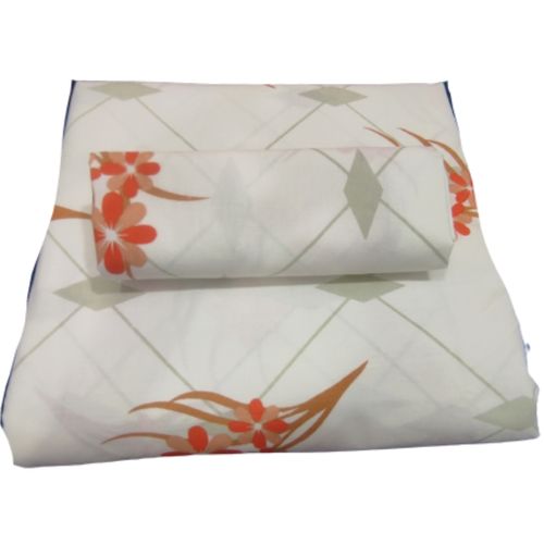 Double Cotton Bedsheets with 2 Pillowcases - Orange Flowers