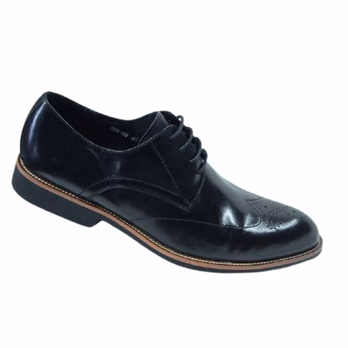 Men's Formal Shinny Paforated Gentle Shoes - Black