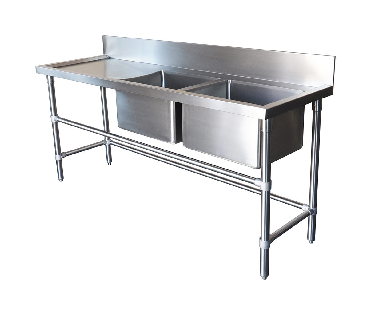 Commercial double sink with tray