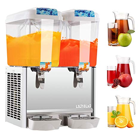Double tank 18x2L commercial cold juice dispenser