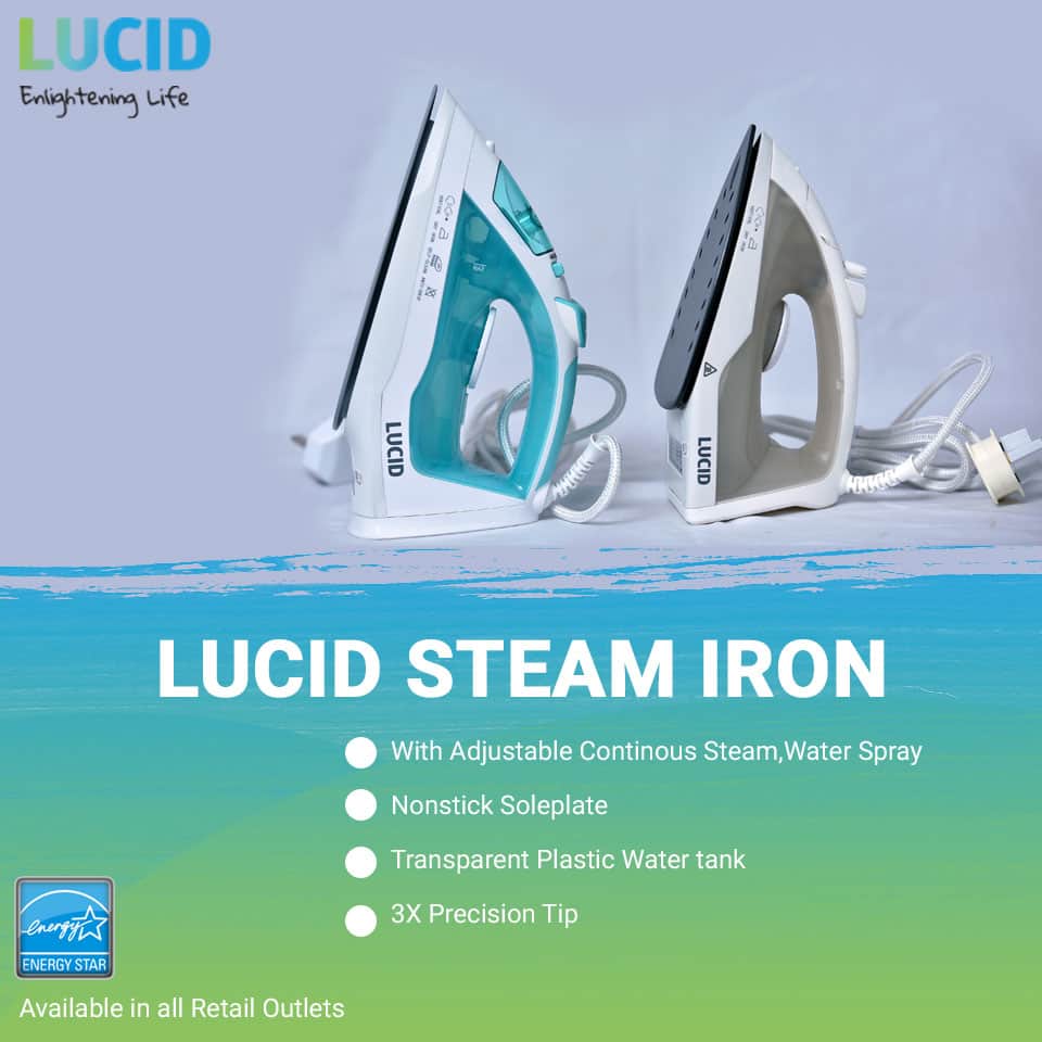 Lucid Steam Iron, 1.7 Litres – EC3001A-GS – White, Blue