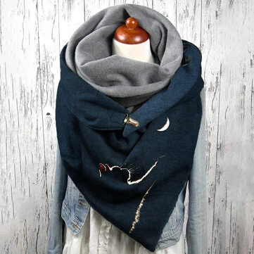 Vzor Tisk Koček a Měsíce na Měkké Ochranné Šále pro Krk