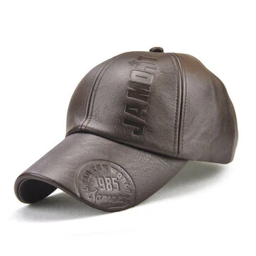 Collrown Fashion Baseball Cap Venku Pánské Nastavitelné PU Kožené Čepice Písmena Vytlačené Ležérní Klobouky Ženy Unisex Sportovní Sluneční Klobouk