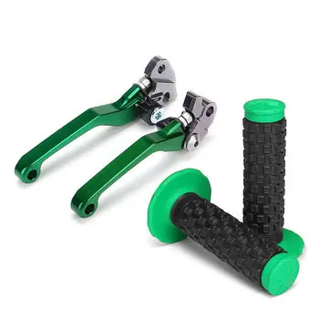 Motocykl Zelená spojka brzdová páka + Grip řídítka pro Kawasaki KX65 KX85 KX125 KX250 KX250F
