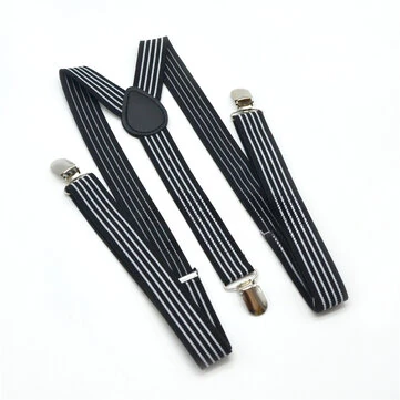 Pánské kšandy retro pruhy 2,5 cm se 3 sponami elastické nastavitelné Y-zadní kalhoty na každodenní dovolené pracovní oblečení