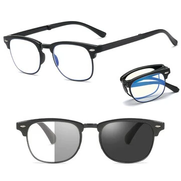 Skládací fotocromatické sluneční brýle lehké přenosné použitelné v interiéru i exteriéru UV proti modrému světlu brýle