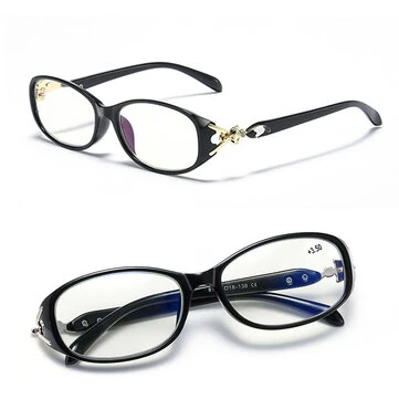 Módní HD brýle na čtení proti modrému světlu se zirkonovým setem pro presbyopii,lehký TR rám,protiskluzové spánky