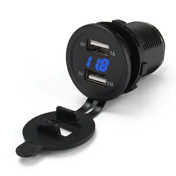 12V-24V 3.1A Dvojitý USB Nabíječka Adaptér Voltmetr pro Motocykl Auto Loď Námořní