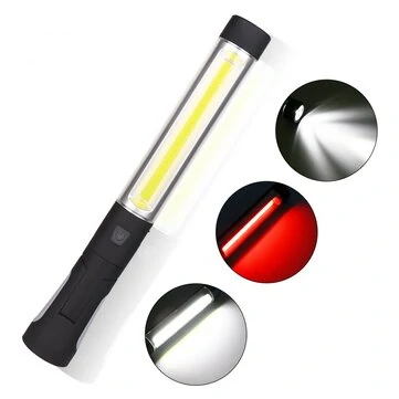 Enusic™ 360° Závěsné přebíjecí COB LED pracovní světlo magnetická bílá červená baterka Hand Flashlight Inspection Lamp