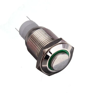 16 mm Kulatý Kruh Podsvícený Zamykatelný Samozamykatelný Metalový Tlačítkový Světelný Vypínač