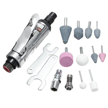 16 kusů 1/4" auto vzduchový kompresor 90psi brusný stroj kit se kameny a pouzdrem