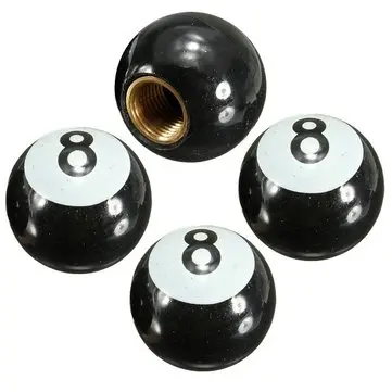 4ks Univerzální vzduchové krytky 8-Ball pro automobily, náklaďáky, motorky a kola