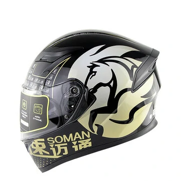 Soman motocyklová plná helma Cyklistika Dvojitá čočka Čínský styl Prodyšný