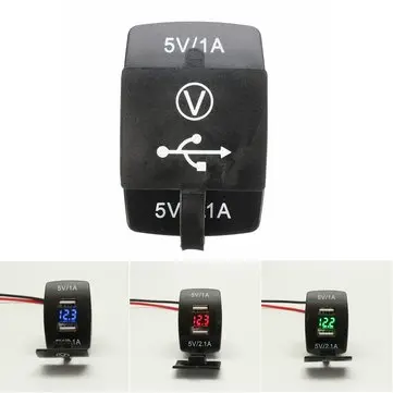 12V Dual USB Power Charger Socket s LED Voltmetrem Napětí pro motocykl automobil loď