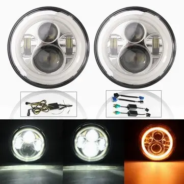 2PCS 7 Palců 40W 6500K 3200LM LED Projektorová Přední Světla Pro Harley Jeep Wrangler JK/TJ Hummer