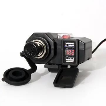 12V Vodotěsný Duální USB Nabíječka Napájecí Adaptér Zásuvka + Voltmetr
