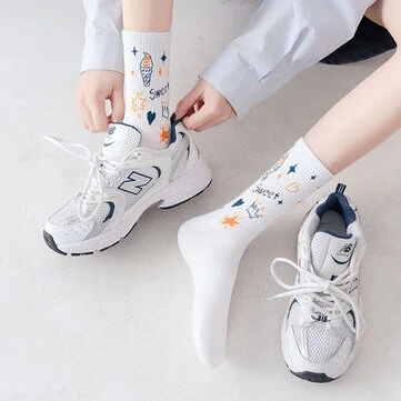 5 pár ženských bavlněných křížových písmenek Jacqaurd módních prodyšných ponožek