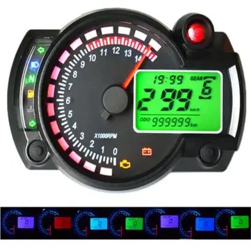 12V 15000RPM Motocyklový Tachometr Odometer Nastavitelný Voděodolný LCD Digitální