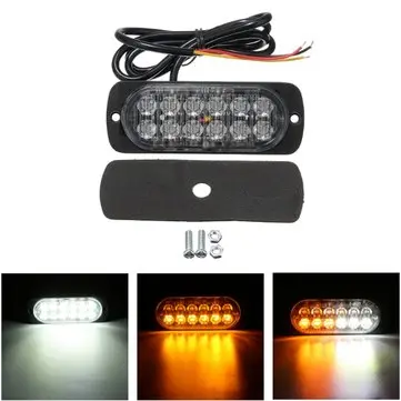 12V-24V 36W 12 LED Vyzvedávací Strobe Grill Breakdown Blikající Světlo Varovná Lampa Indikátorová Lampa
