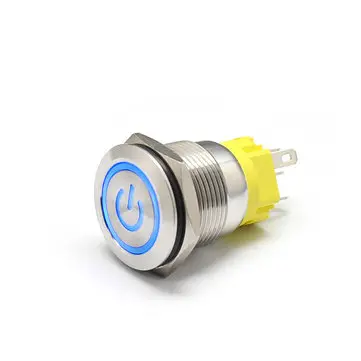 19 mm 12V sada kovového tlačítka symbolu palubní desky Kit Car Racing Van Marine Boat Momentary/Latching