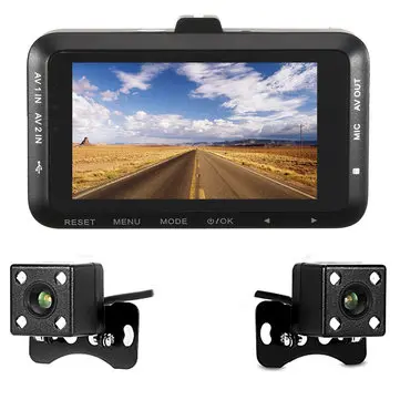 3,0 palce 1080P Duální objektiv Kamera Motocykl DVR Dash Cam Videozáznamovač Noční vidění