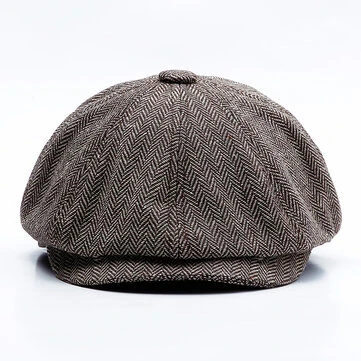 Collrown Classic Vintage Oktagonální Čepice Pánský Klobouk Novinářský Klobouk Dámská Casual Baret Klobouk Ploché Špičaté Čepice pro Podzim Zimu