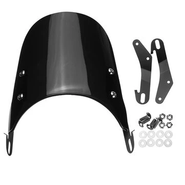 Černé přední okno pro motocykl s kulatými světlomety o průměru 5-7 palců