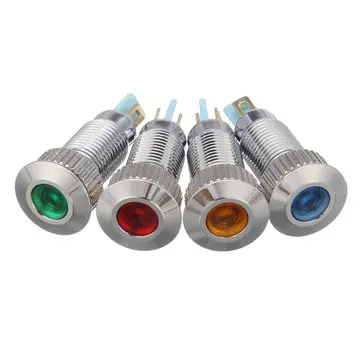 12V Kovový 8mm LED Panel Dash Lamp Varovný Světelný Indikátor Voděodolný