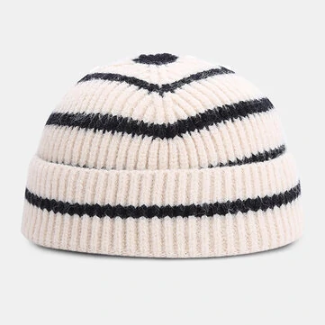 Unisex Klobouk s kontrastním proužkem, s plnou výplní a bez kšiltovek z netypického pleteného zboží