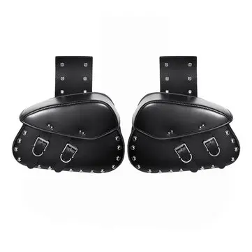 Pár motocyklových postranních kufříků z umělé kůže, černý, pro Harley