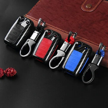 Kryt klíče dálkového ovladače vozu s karbonovým vzorem pro VW Passat Golf MK6 Jetta Skoda Octavia Seat