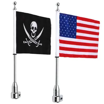 Motorcycle Rear Flag Pole Bike Luggage Rack Mount American Skull USA For Honda