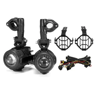 Anden generation af LED ekstra tågelygte i aluminiumslegering med lysbeskyttelsesrør og kabelføring til BMW R1200GS ADV F800G