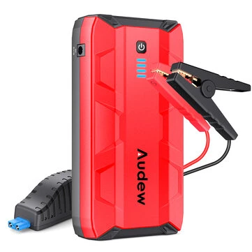 Audew 1000A Peak 10800mAh Bærbar bilstartkabler Auto Batteri Booster 12V Bilkabel Powerbank Power Pack med Dobbelt USB-Porte og Lommelygte