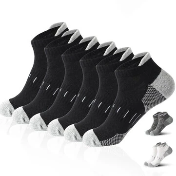 6 Par Herre Sports Ankelstrømper Løb Cykling Sportsstrømper Fugtførende Pude Høj Elastiske Korte Strømper Komfortable Åndbare Casual Strømper
