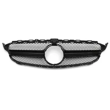 Sort AMG C63-stil Grill til Mercedes Benz W205 C250 C350 15-18 med kamera