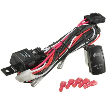 Blå LED Rocker Switch On Off med Wiring Harness 40A Relay Fuse